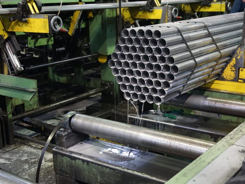 Steel poles being produced using Cool-Tek roll forming lubricants